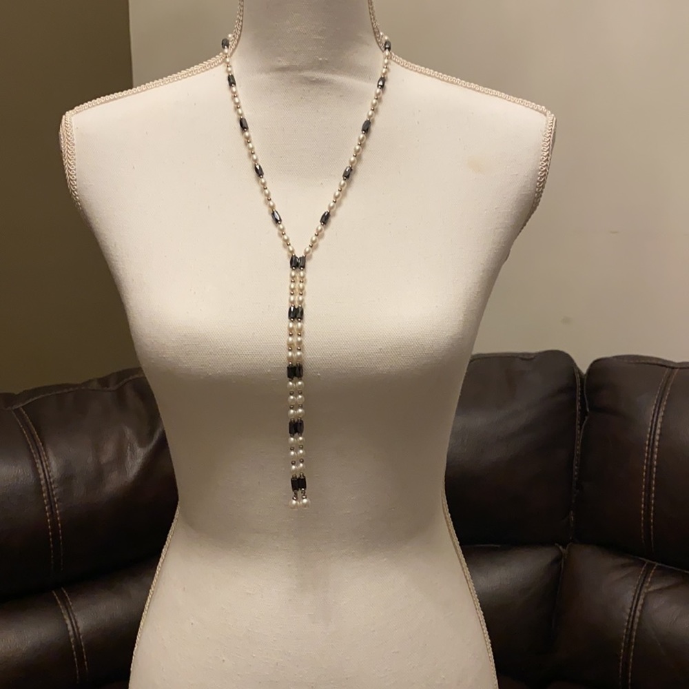 Cultured Freshwater Pearl & synthetic Hematite!!